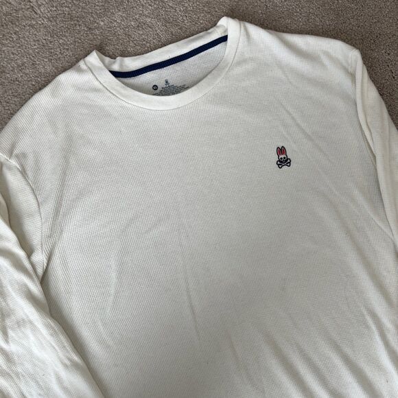 Psycho Bunny Thermal Top Mens XL Shirt Cream Waffle Preppy Casual Long Sleeve - Picture 1 of 6